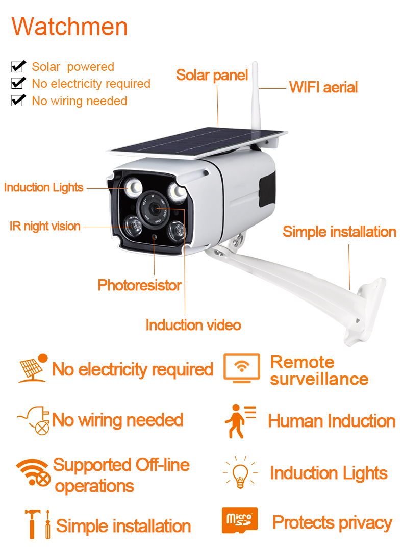 1080P solar outdoor sensor network camera